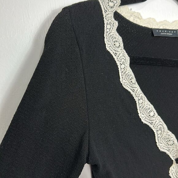 Twin Set by Simona Barbieri Viscose Blend Trim Cardigan In Black Size S - Picture 2 of 8